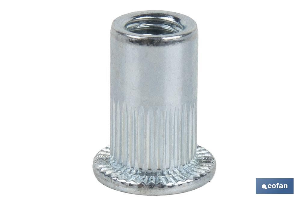 TUERCAS REMACHABLES RANURADAS ANCHAS ACERO M8 (PACK: 250 UDS)