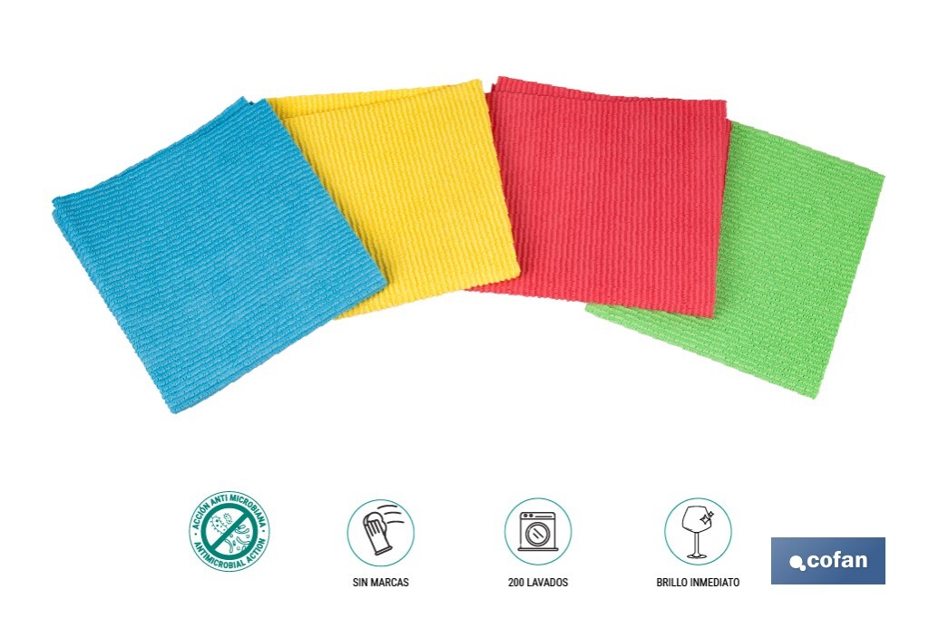 PACK DE 4  BAYETAS SUPER PRO AZUL, ROJO, AMARILLO , VERDE 38 X 35 CM (PACK: 1 UDS)