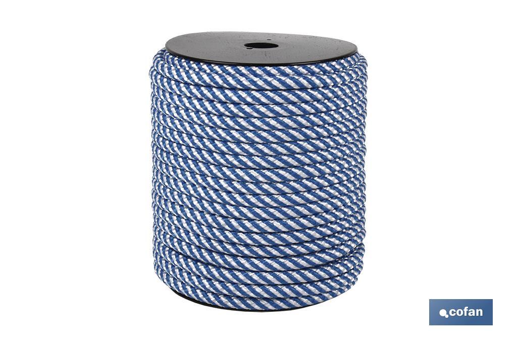 CARRETE CUERDA TR. HELICO. 12MM 100 MTS BCO/AZUL (PACK: 1 UDS)