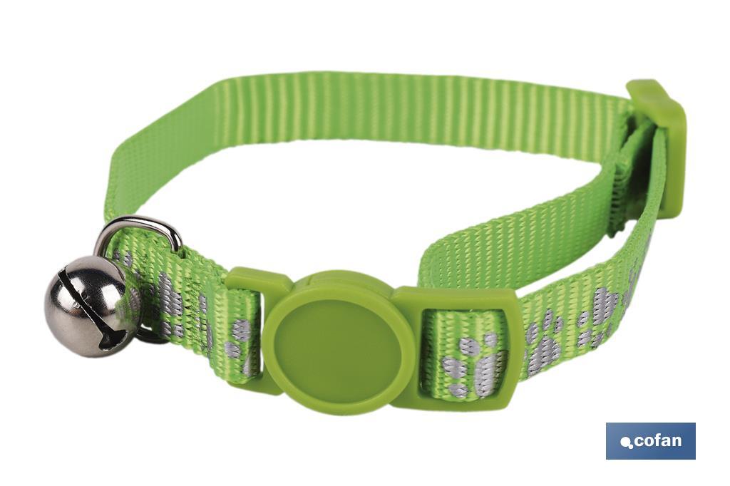 COLLAR CON CASCABEL GATOS VERDE 1 CM X 32 CM (PACK: 1 UDS)