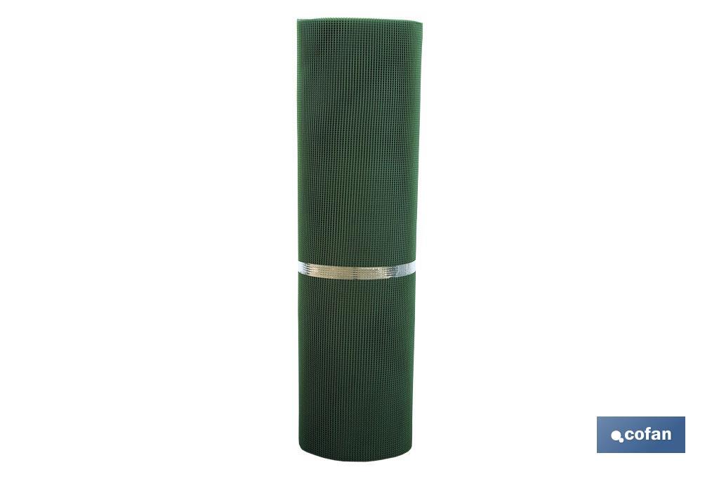 Malla de PVC | Hueco cuadrado de 5 mm | Color verde | Medida 1 x 25 m