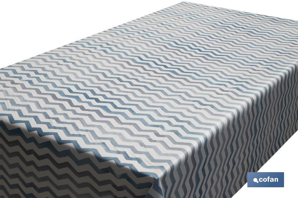 Rollo de mantel antimanchas con estampado digital de diseño con rayas | 50 % algodón y 50 % PVC | Medidas: 1,40 x 25 m