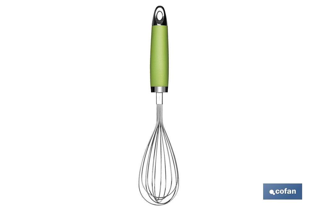 Batidor manual de Varillas Modelo Sena | Acero Inox con mango ABS | Color Verde | Medida 28,5 cm