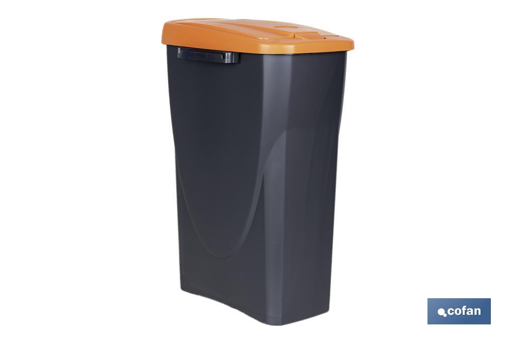 Cubo de basura naranja para reciclar residuos orgánicos | Tres medidas y capacidades diferentes