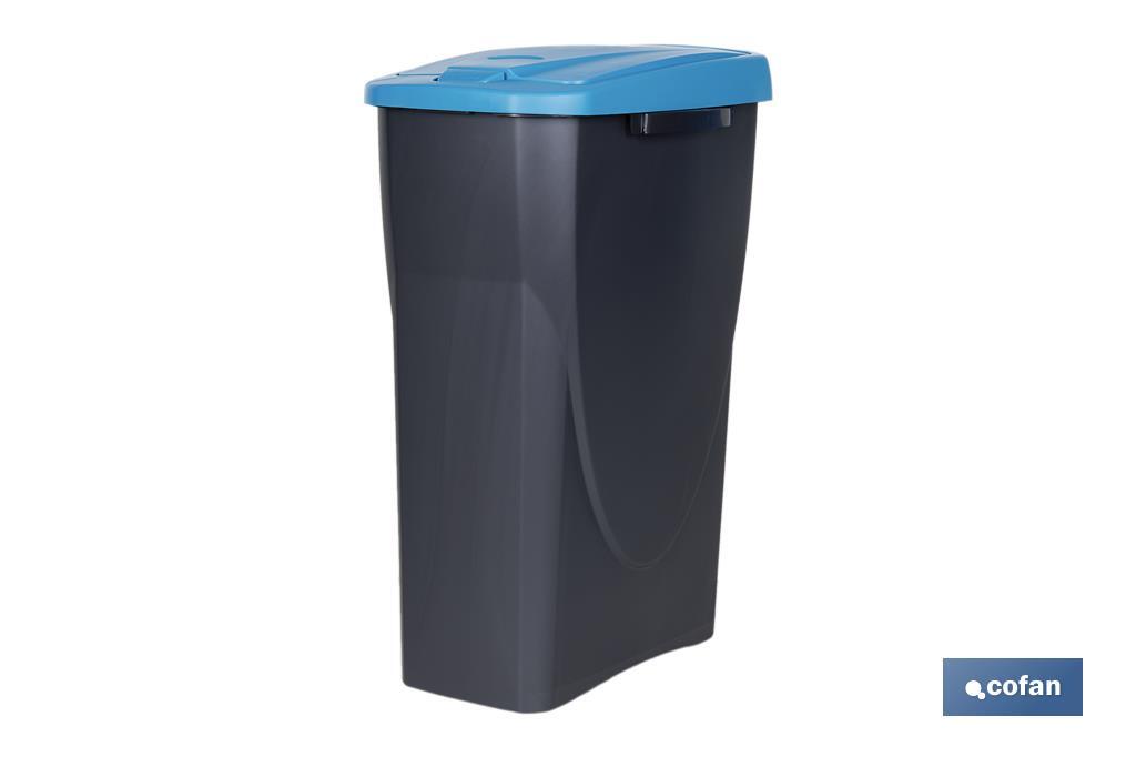 Cubo de basura azul para reciclar materiales de papel y cartón | Tres medidas y capacidades diferentes