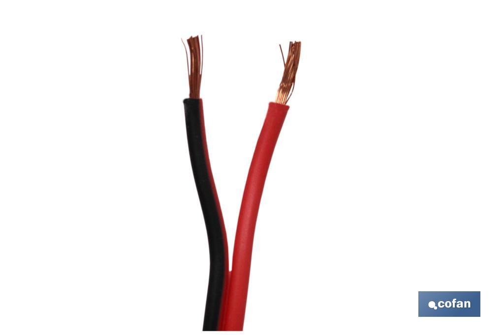 Rollo Cable Eléctrico de 100 m | Paralelo | Sección de cable en dos Medidas | Color Negro y Rojo