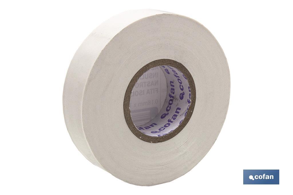 Cinta aislante 180 micras | Color: blanco | Resistente al voltaje, al calor y a diferentes ácidos y alcalinos