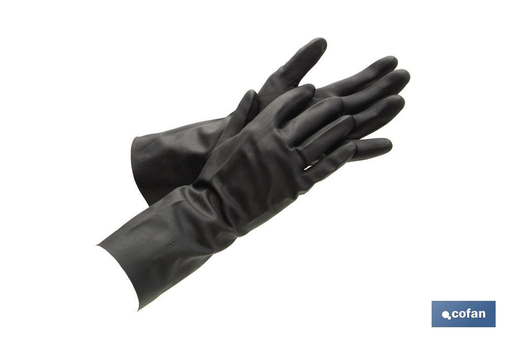 Guantes de neopreno negros | Ideales para el contacto con ácidos y detergentes | Perfectos para metalurgia y mecánica