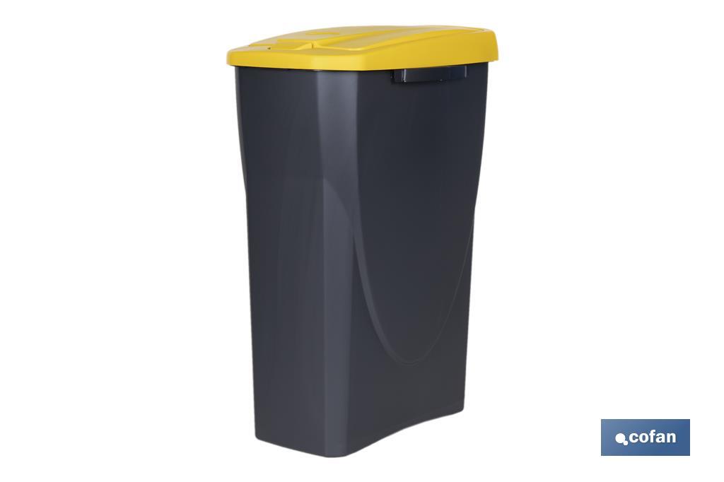 Cubo de basura amarillo para reciclar plásticos y envases | Tres medidas y capacidades diferentes