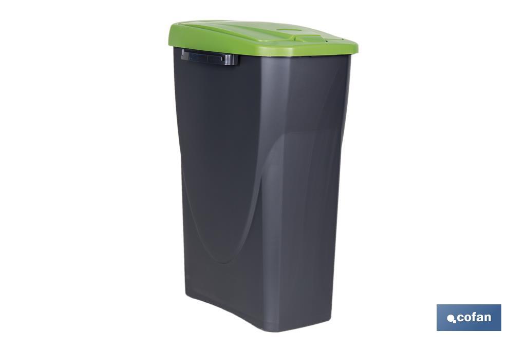 Cubo de basura verde para reciclar materiales de vidrio | Tres medidas y capacidades diferentes