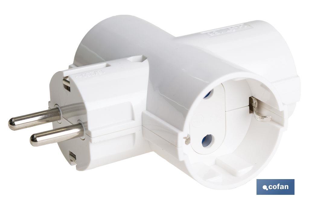 Adaptador triple Schuko 2P+T | Color Blanco | 16 A - 250 V