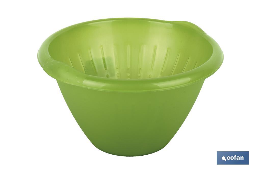 Set de Ensaladera y Escurridor de Verduras | Color: blanco y verde | Medida: 30 x 19 cm